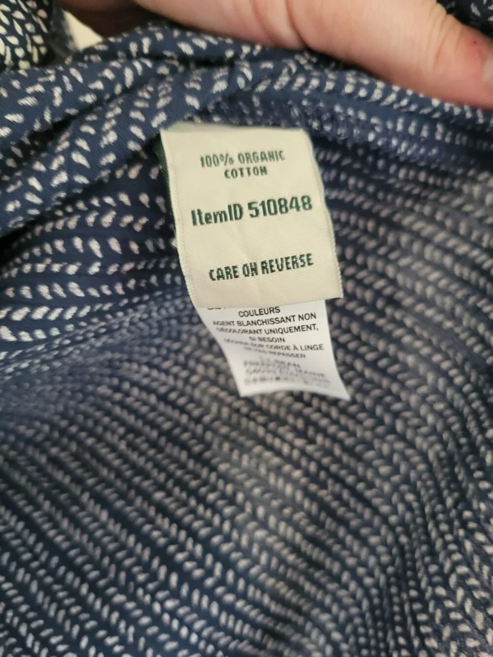 L.L. Bean Organic Cotton Button Front Shirt Navy Print XL Coastal Grandma Beachy - Picture 6 of 10